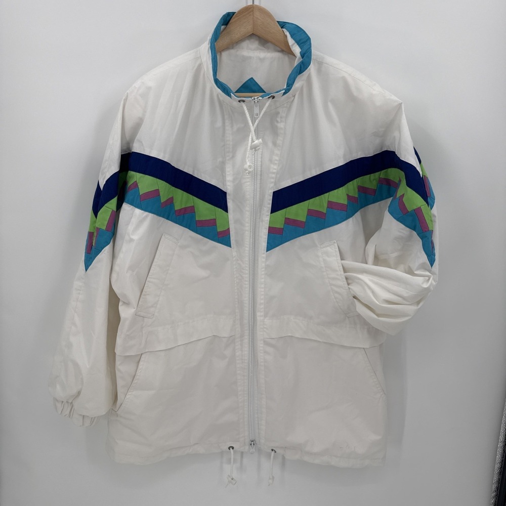Vintage 80s Womens London Fog Pieced Zip Up Jacket Size Large Streetwear Retro